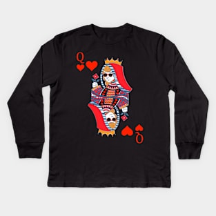 Queen of Hearts Poker Card Kids Long Sleeve T-Shirt